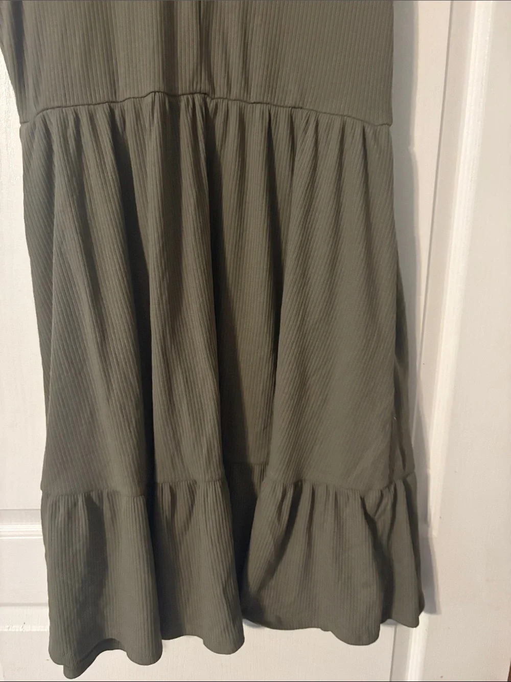 Cato Olive Green Sleeveless Lace-Trim Casual Dress